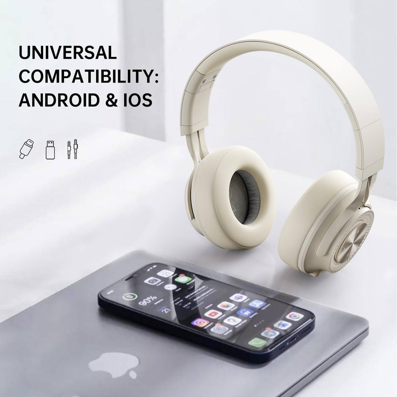 Foto 6 pulgar | Auriculares Bluetooth Fingertime Over-ear 60h Playtime Beige - Venta Internacional.