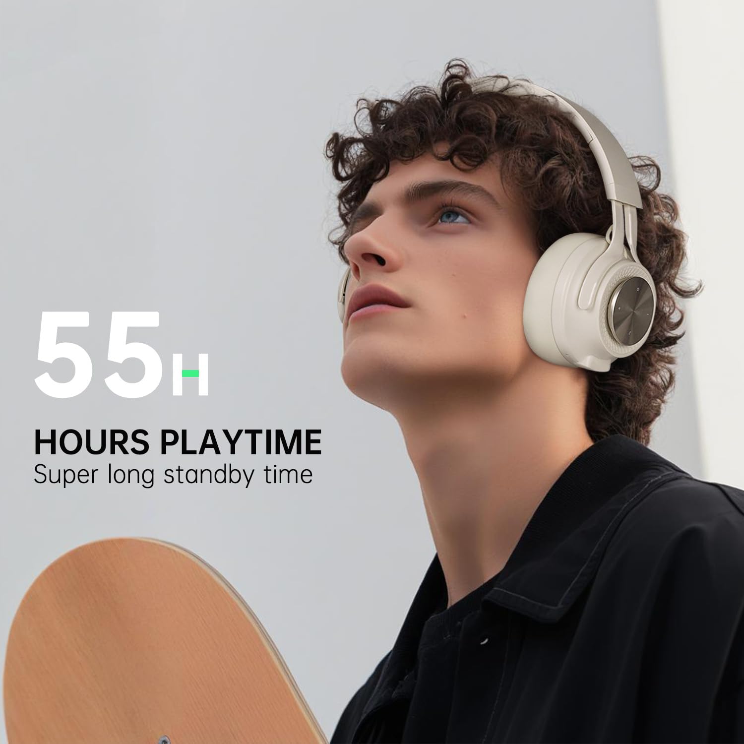 Foto 8 pulgar | Auriculares Bluetooth Fingertime Over-ear 60h Playtime Beige - Venta Internacional.