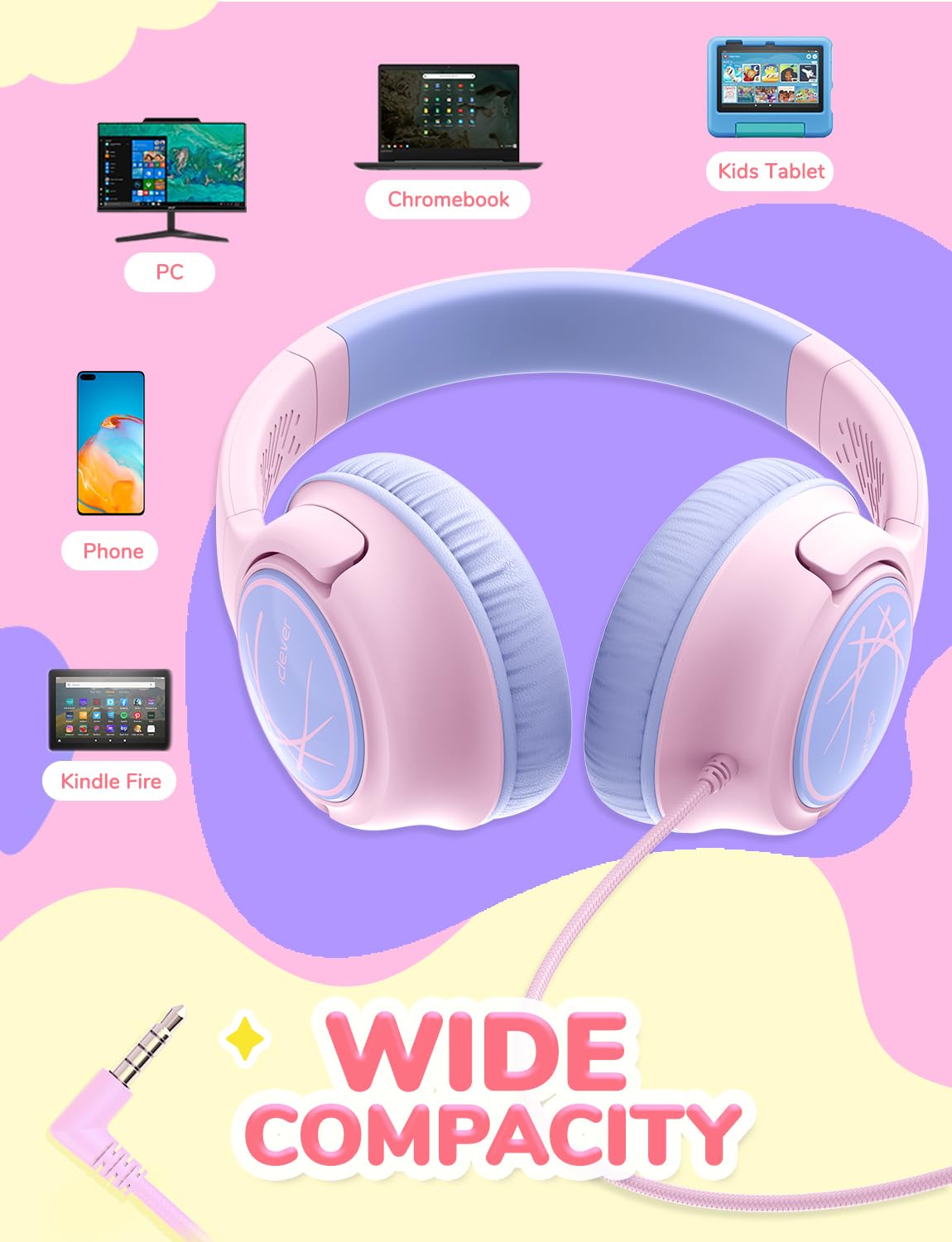 Foto 8 pulgar | Auriculares Iclever Hs26 Kids Con Cable  85 Dba  Volumen Seguro  Rosa - Venta Internacional.
