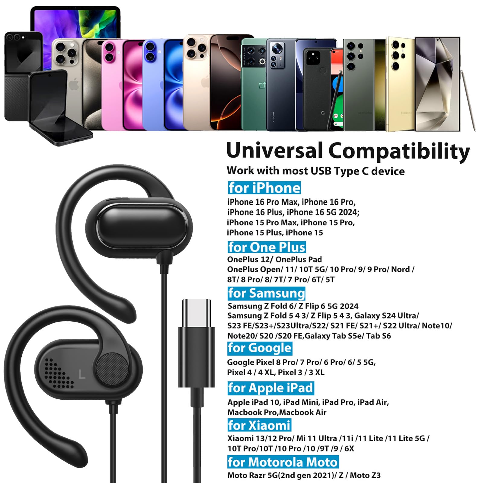 Foto 2 | Auriculares Supraaurales Usb C Jelanry Con Micrófono Para Deportes - Venta Internacional.