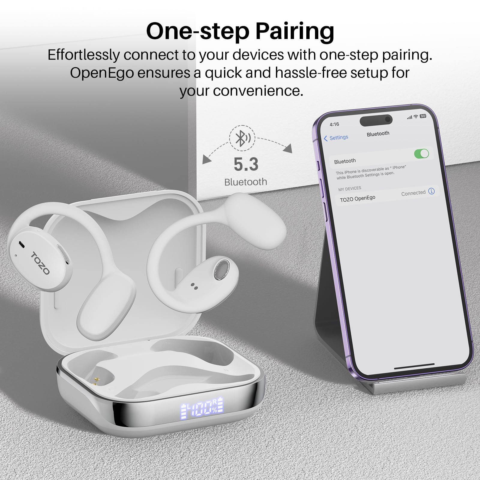 Foto 6 pulgar | Auriculares Open Ear Tozo Openego 5.3 Bluetooth Sport Blancos - Venta Internacional.