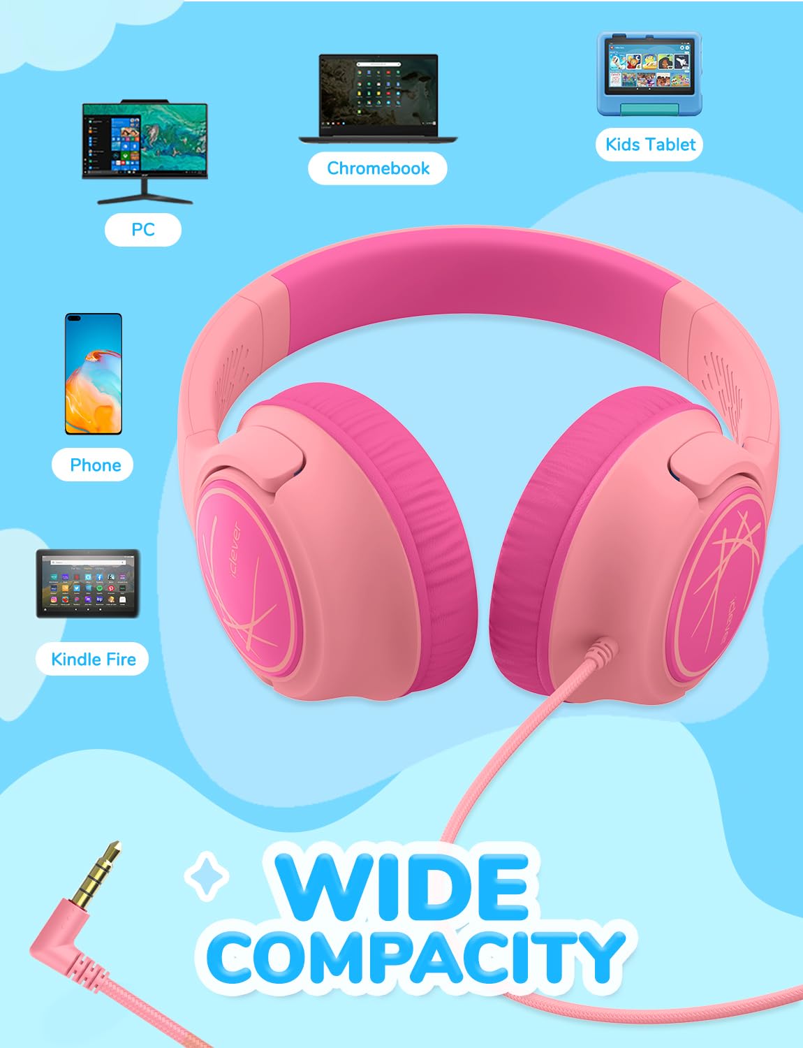 Foto 8 pulgar | Auriculares Iclever Kids Con Cable De 85 Dba  Volumen Seguro  Color Rosa - Venta Internacional.