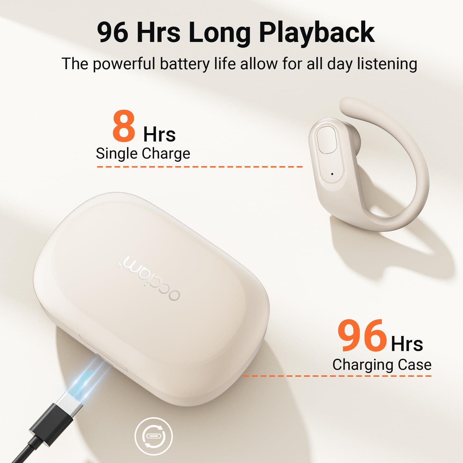 Foto 4 pulgar | Auriculares Inalámbricos Bluetooth 5.3 Occiam Sport 96h Playback Ivory - Venta Internacional.