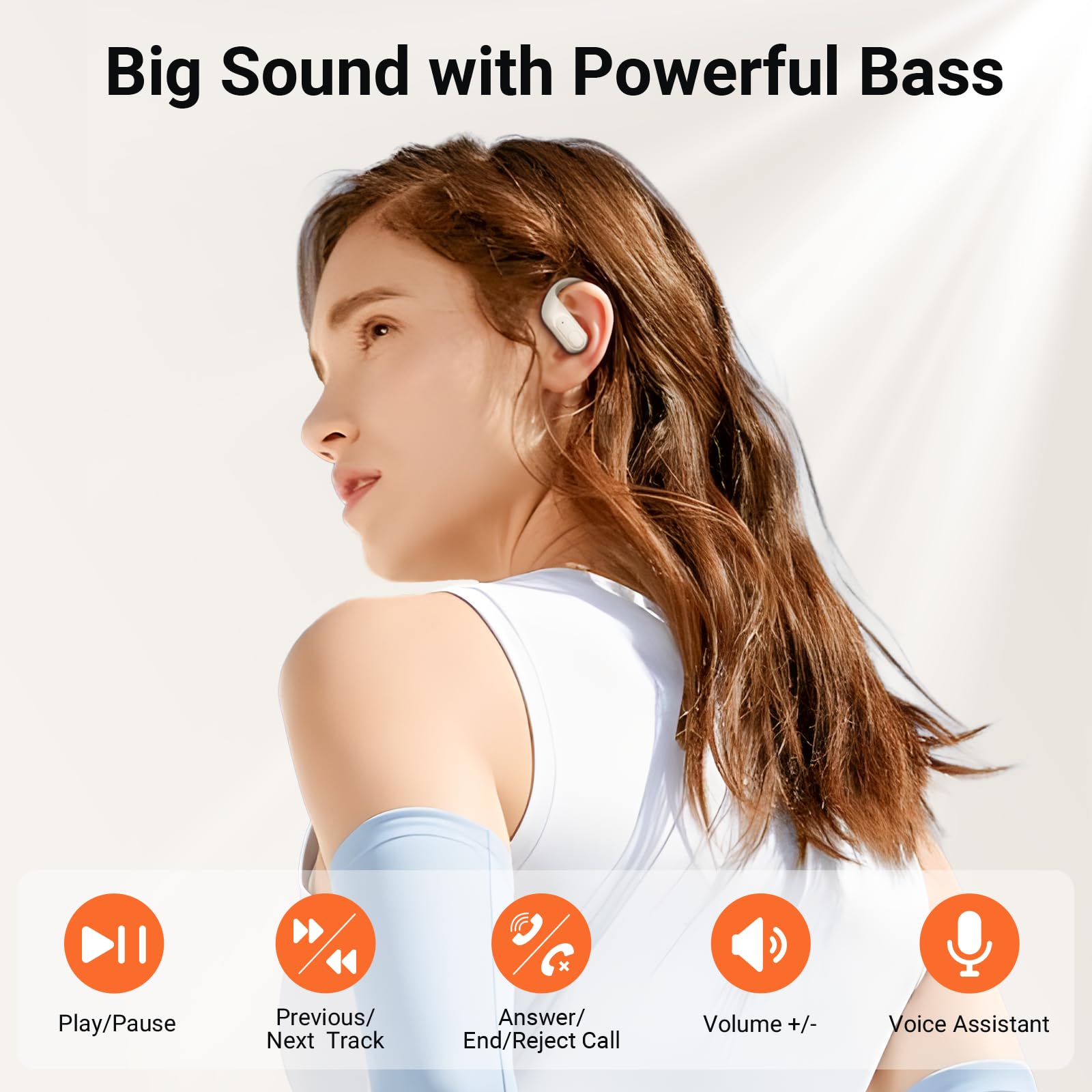 Foto 4 | Auriculares Inalámbricos Bluetooth 5.3 Occiam Sport 96h Playback Ivory - Venta Internacional.