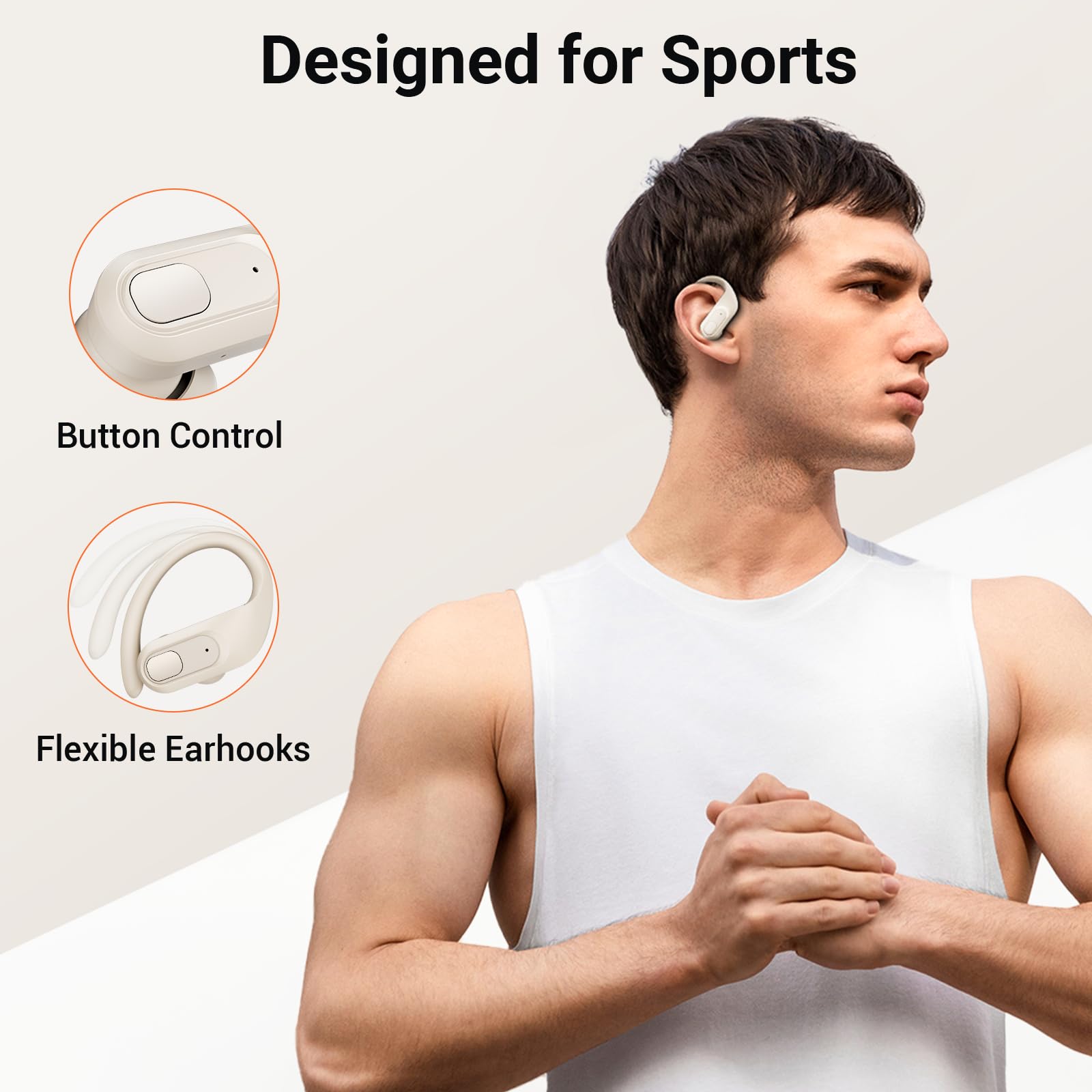 Foto 6 pulgar | Auriculares Inalámbricos Bluetooth 5.3 Occiam Sport 96h Playback Ivory - Venta Internacional.