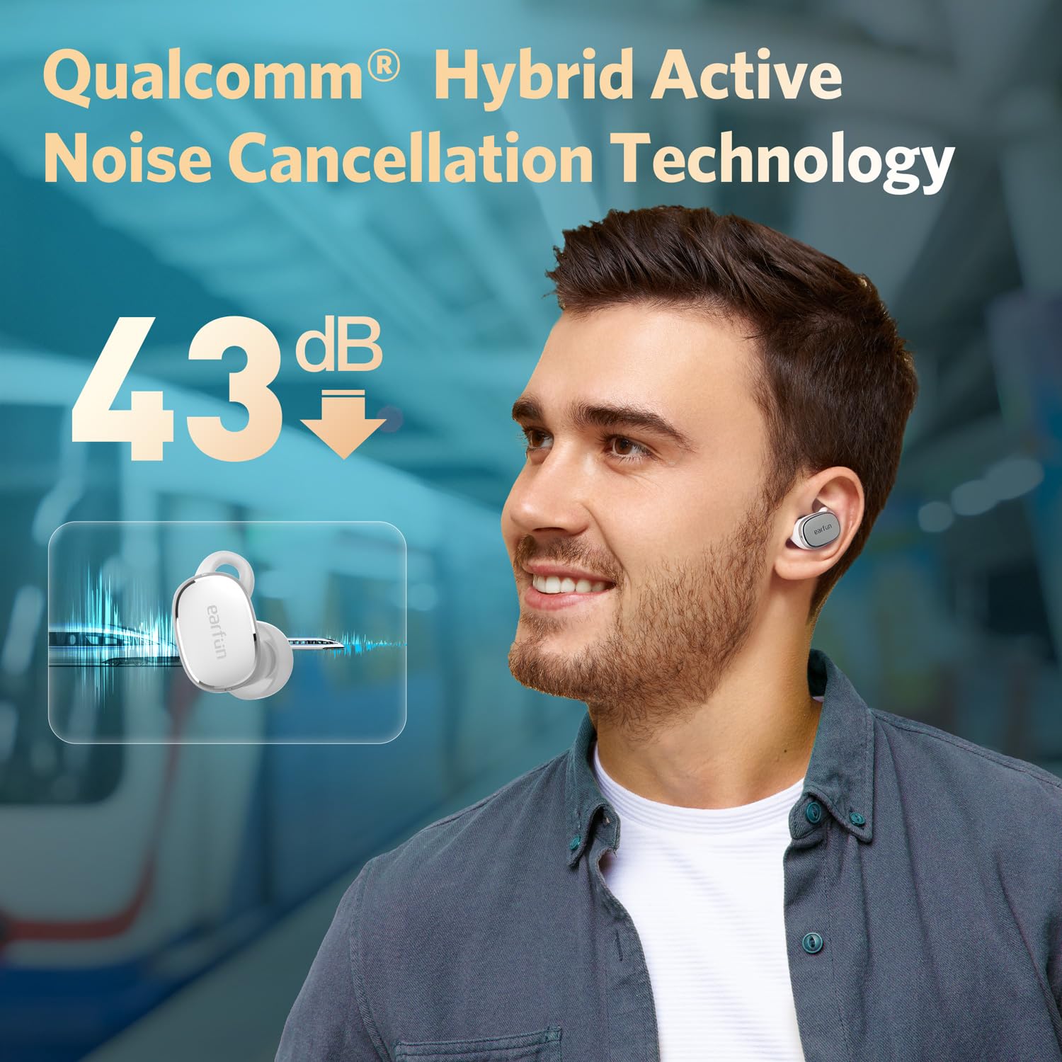 Foto 6 pulgar | Auriculares Inalámbricos Earfun Free Pro 3 Con Cancelación De Ruido Plateados - Venta Internacional.