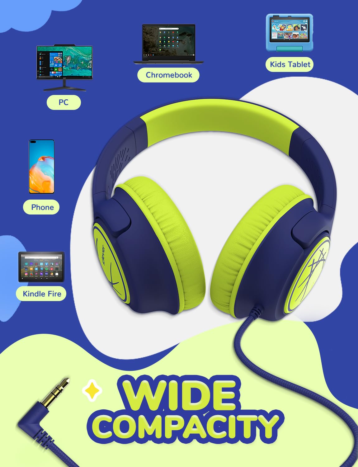 Foto 7 pulgar | Auriculares Iclever Kids 85dba Safe Volume Limit Azul Verde - Venta Internacional.