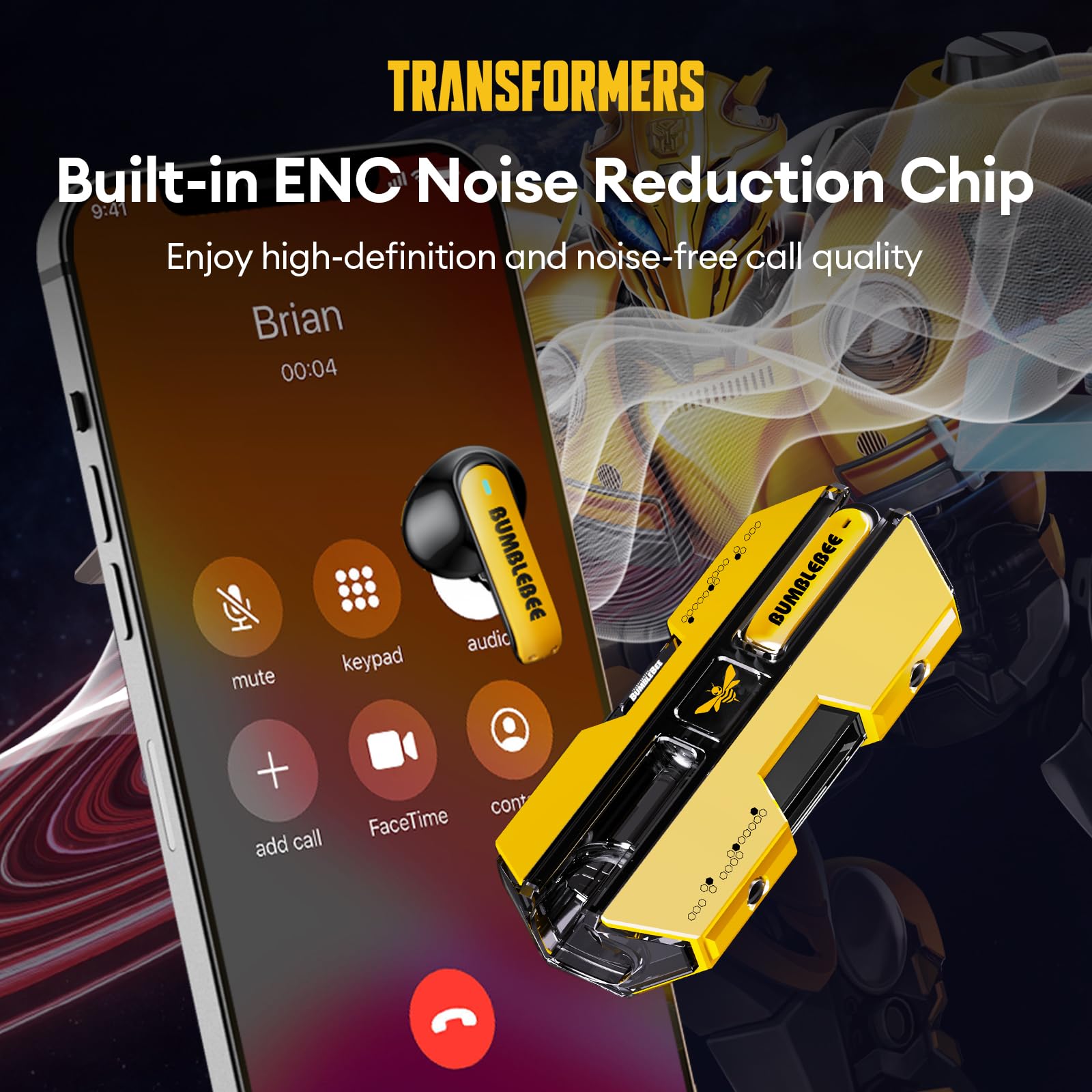 Foto 5 pulgar | Auriculares True Wireless Transformers Tf-t01 Bluetooth 5.4 Amarillos - Venta Internacional.