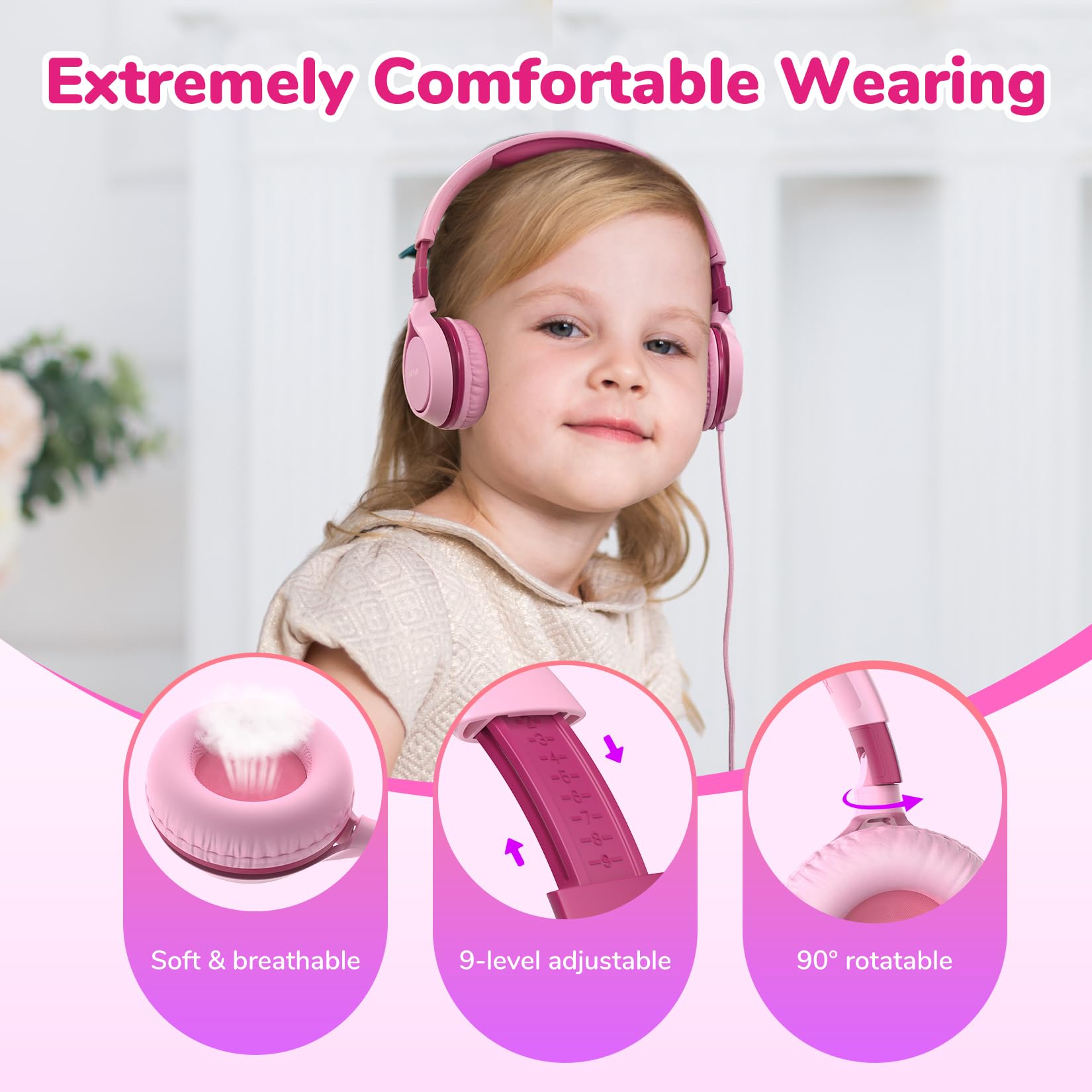 Foto 4 pulgar | Auriculares Earfun S1 Para Niños  Plegables  Con Cable  Límite De Volumen De 85 Db  Color Rosa - Venta Internacional.