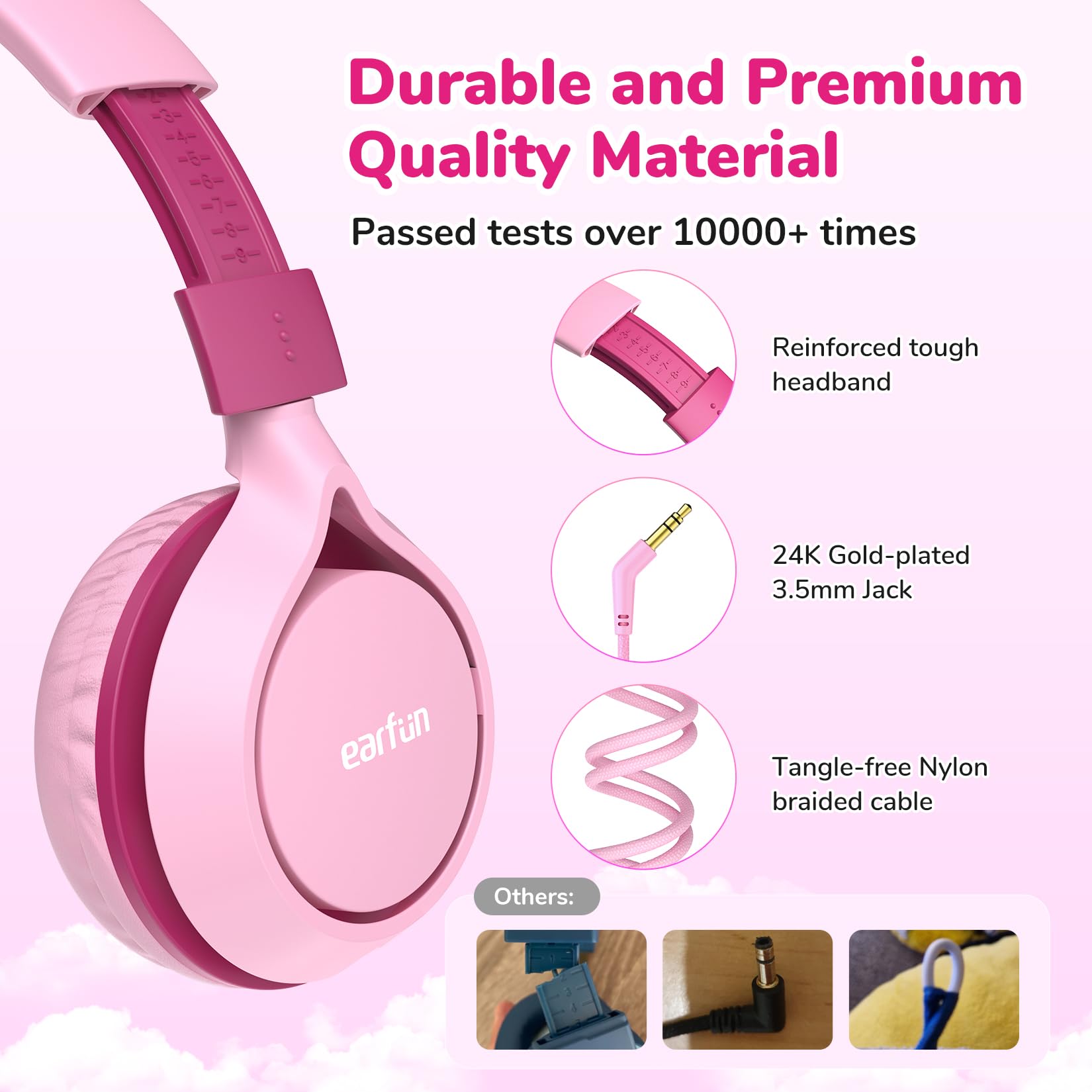 Foto 5 pulgar | Auriculares Earfun S1 Para Niños  Plegables  Con Cable  Límite De Volumen De 85 Db  Color Rosa - Venta Internacional.