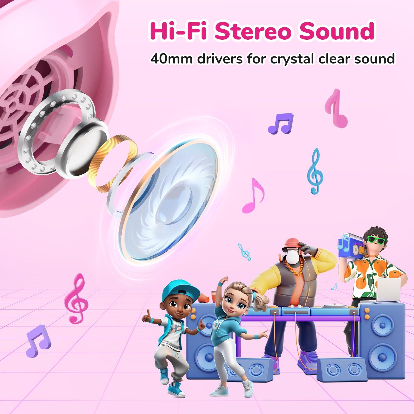 Foto 6 pulgar | Auriculares Earfun S1 Para Niños  Plegables  Con Cable  Límite De Volumen De 85 Db  Color Rosa - Venta Internacional.