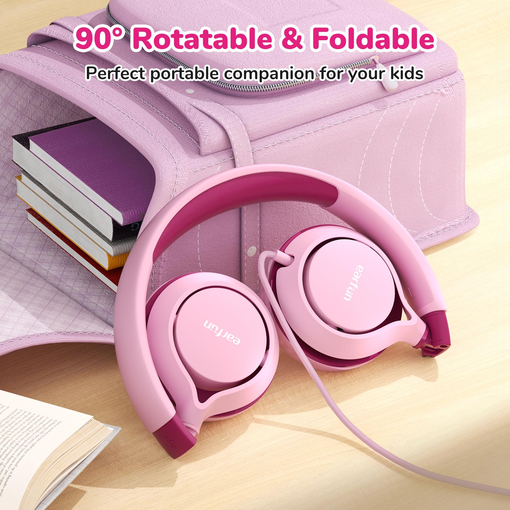 Foto 7 pulgar | Auriculares Earfun S1 Para Niños  Plegables  Con Cable  Límite De Volumen De 85 Db  Color Rosa - Venta Internacional.