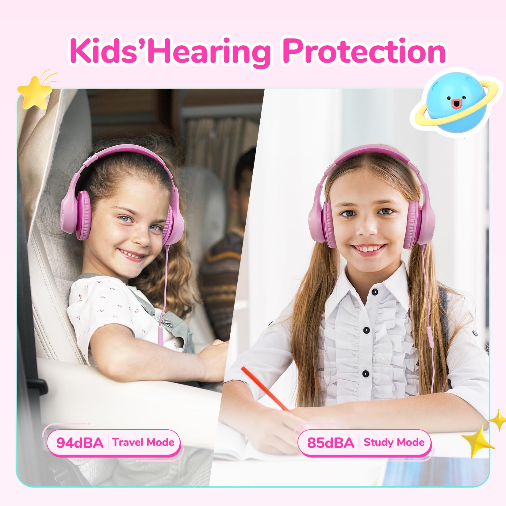 Foto 2 | Auriculares Earfun K3 Kids Over Ear Con Micrófono De 85/94 Db  Volumen  Color Rosa - Venta Internacional.