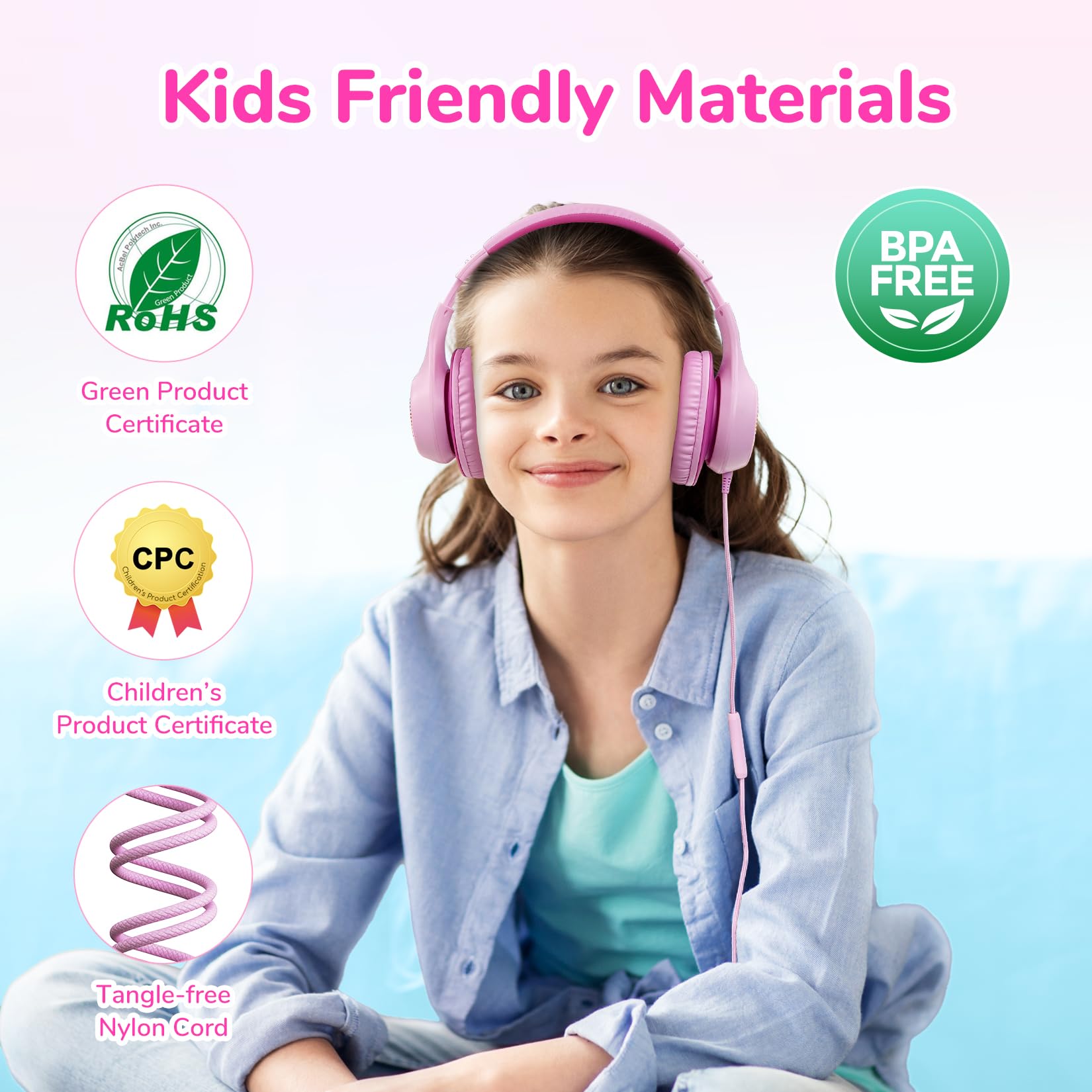 Foto 7 pulgar | Auriculares Earfun K3 Kids Over Ear Con Micrófono De 85/94 Db  Volumen  Color Rosa - Venta Internacional.