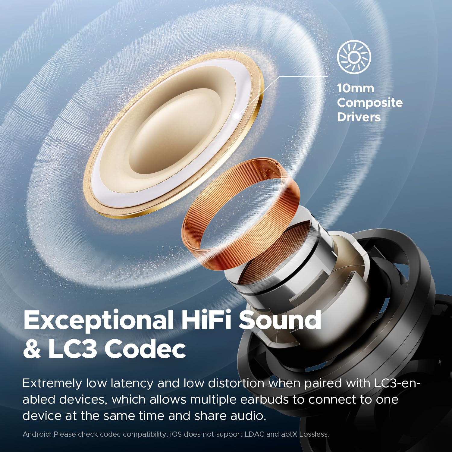 Foto 5 pulgar | Auriculares Inalámbricos Soundpeats Air5 Pro Con Cancelación De Ruido - Venta Internacional.