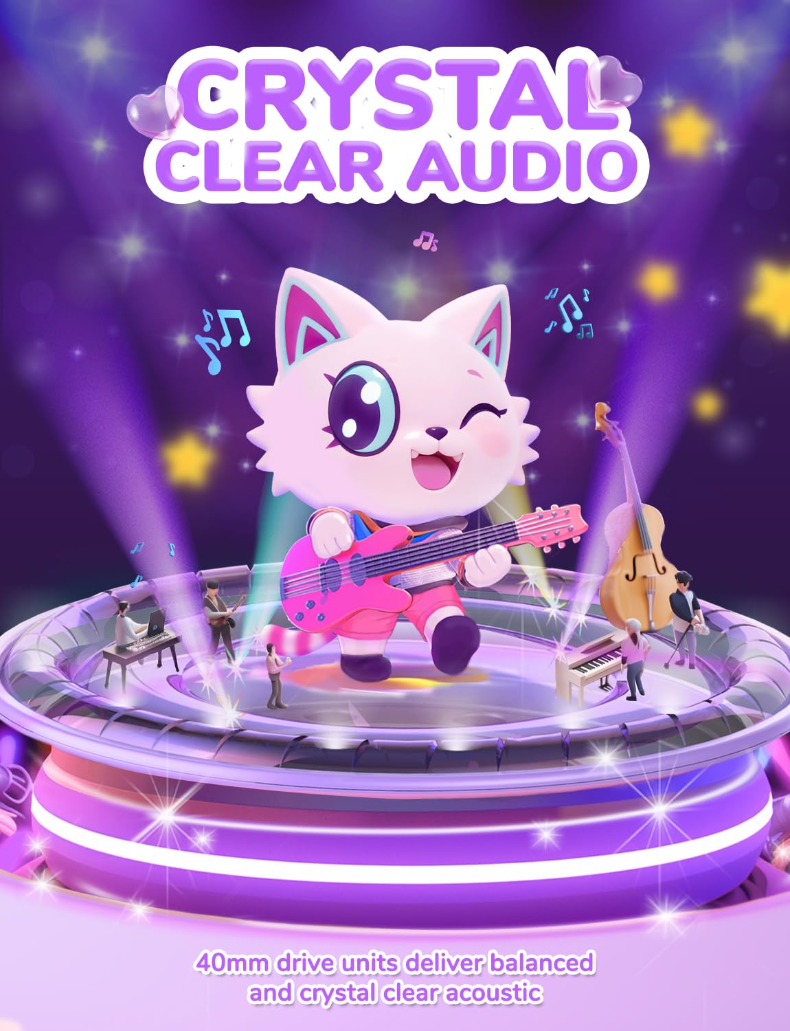 Foto 7 pulgar | Auriculares Para Niños Iclever Cat Ear Led Con Iluminación Led Inalámbrica  Color Morado - Venta Internacional.
