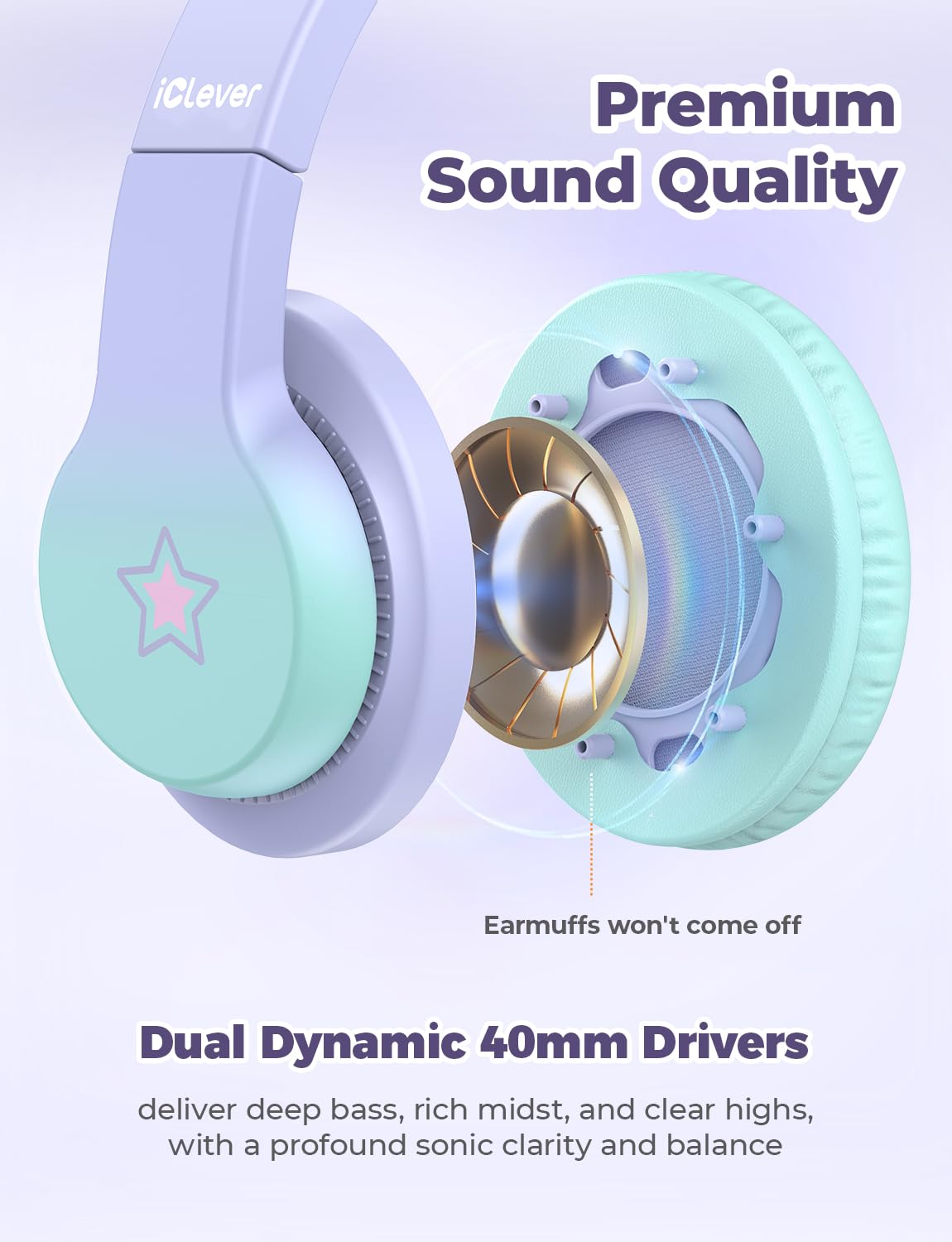 Foto 4 pulgar | Auriculares Iclever Hs19s Para Niños Con Micrófono Y Límite De Volumen De 85 Dba - Venta Internacional.