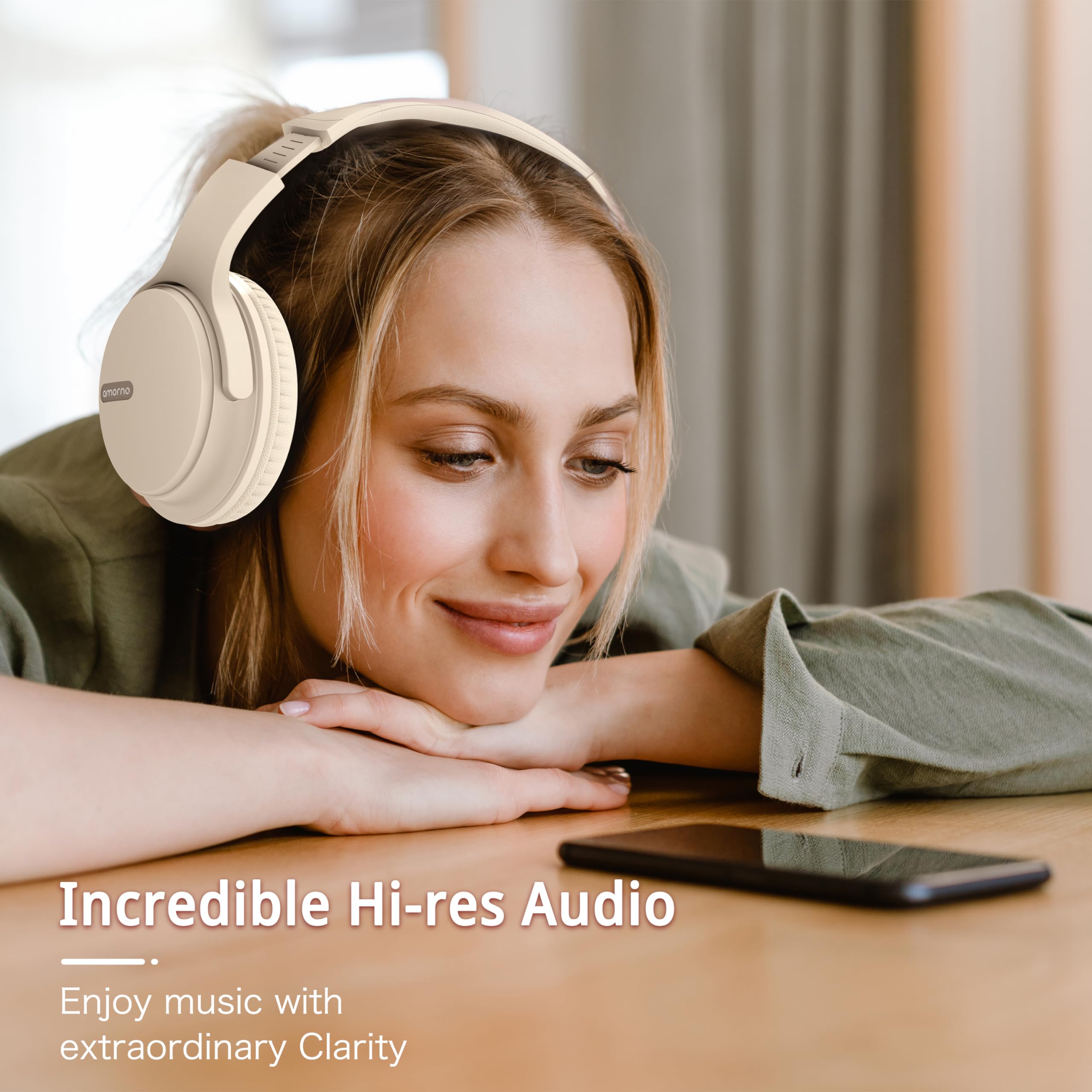 Foto 5 pulgar | Auriculares Bluetooth Amorno Over Ear De 68 Horas De Reproducción  Color Blanco - Venta Internacional.