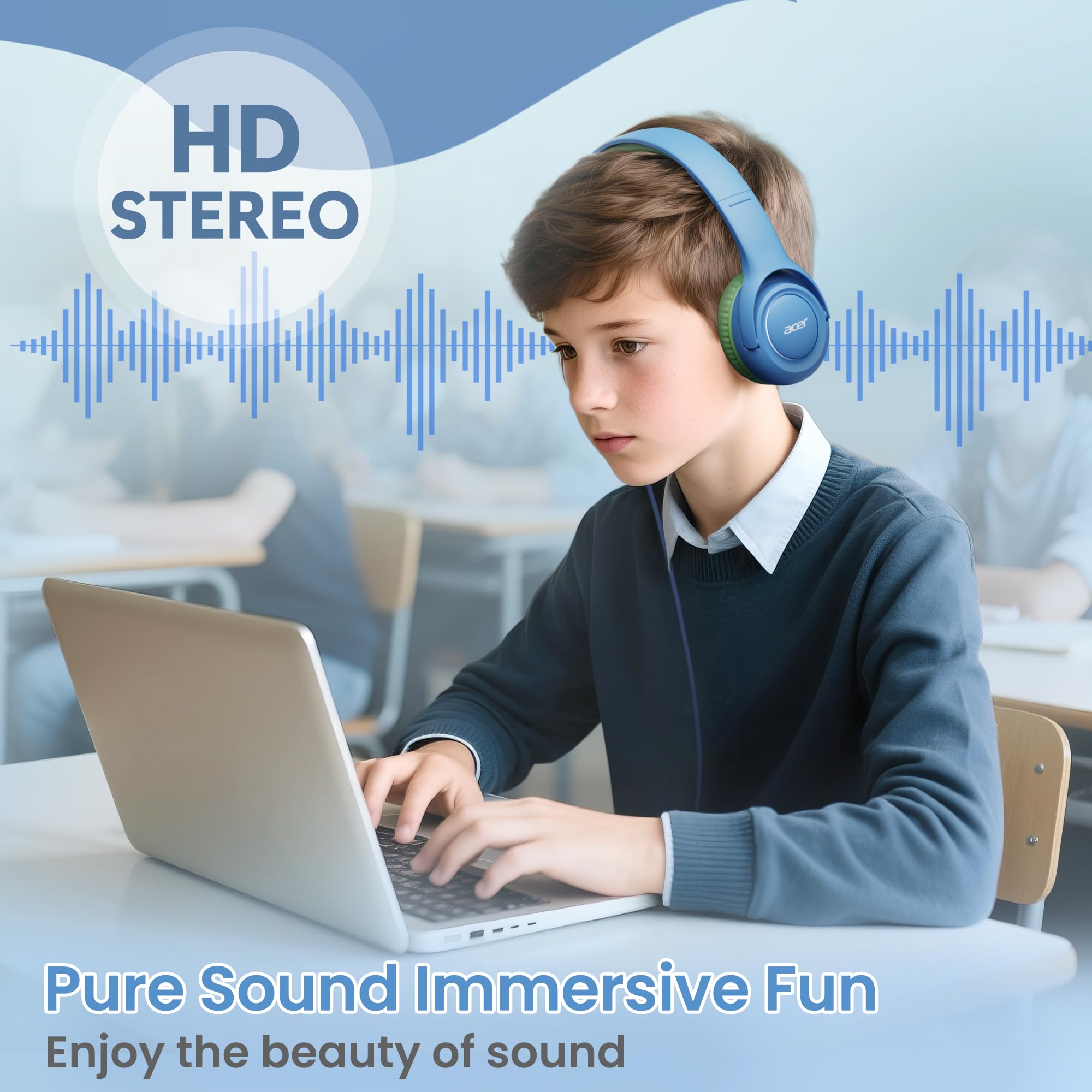 Foto 5 pulgar | Auriculares Para Niños Acer Hk03 Con Limitador De Volumen Para Colocar Sobre Las Orejas Con Cable - Venta Internacional