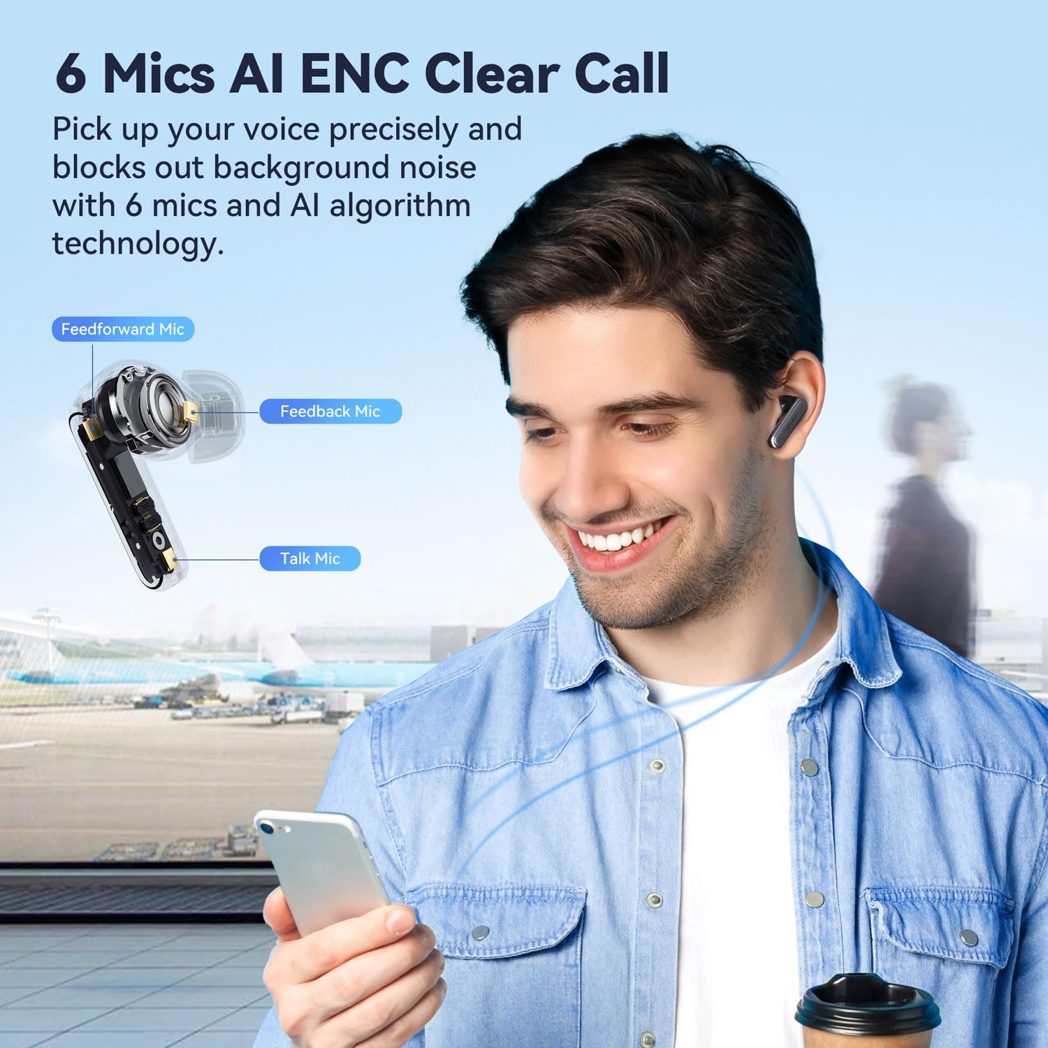 Foto 6 pulgar | Auriculares Inalámbricos Earfun Con Cancelación De Ruido Adaptativa  40 Horas De Reproducción - Venta Internacional.