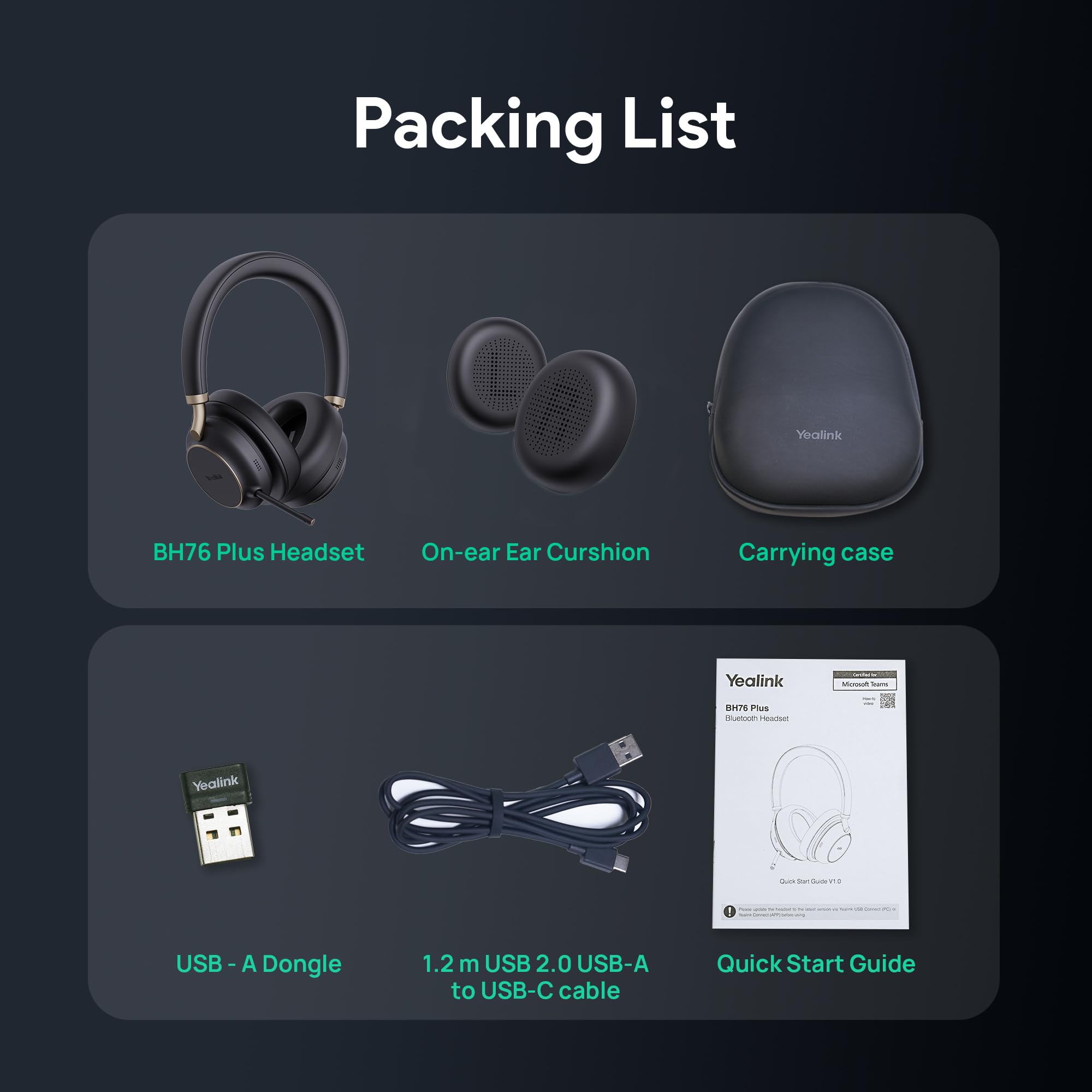 Foto 7 pulgar | Auriculares Bluetooth Yealink Bh76 Plus Inalámbricos Con Micrófono Para Pc Mac - Venta Internacional.
