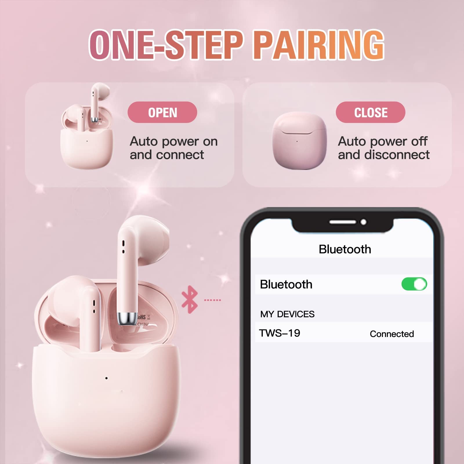 Foto 3 pulgar | Auriculares Inalámbricos Xmenha Pink Bluetooth 5.3 Con Micrófono Ipx5 A Prueba De Agua - Venta Internacional.