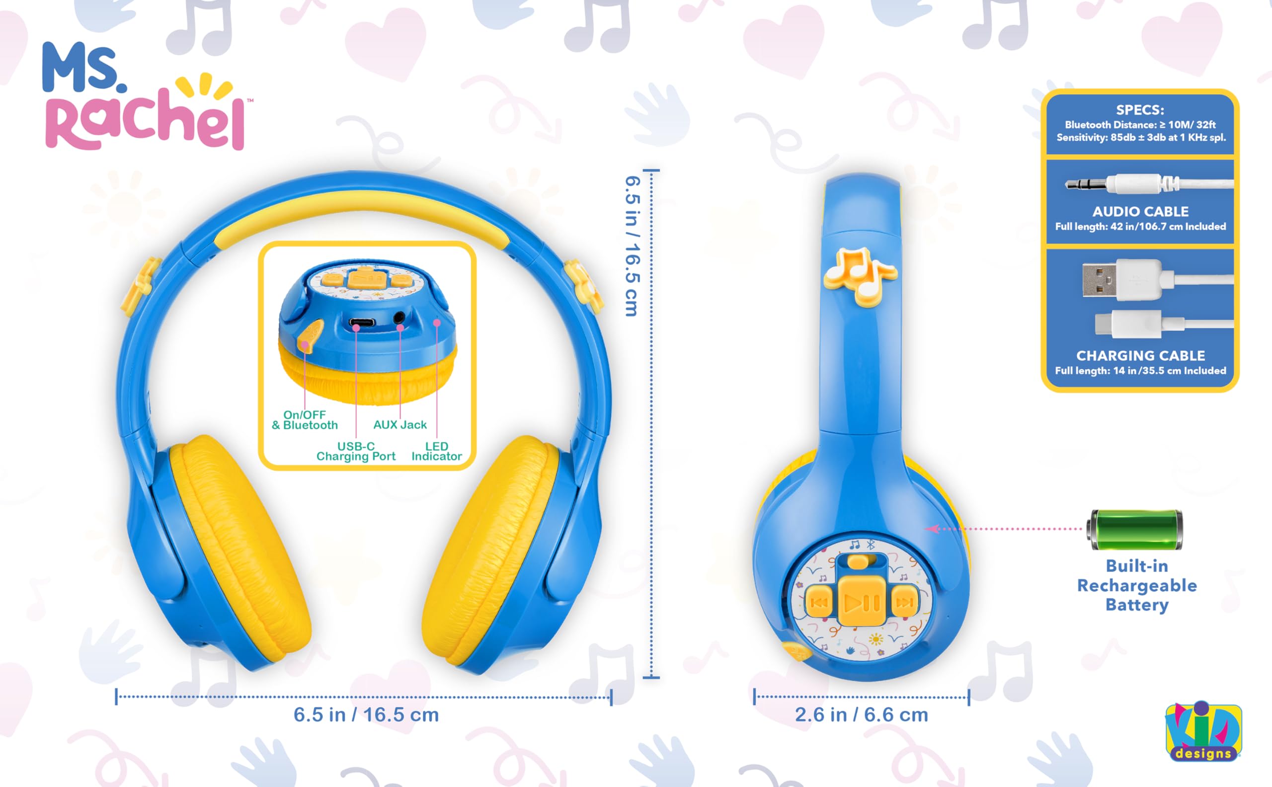 Foto 5 | Auriculares Ekids Ms Rachel Toddler Con Bluetooth Y Batería De 30 H - Venta Internacional.