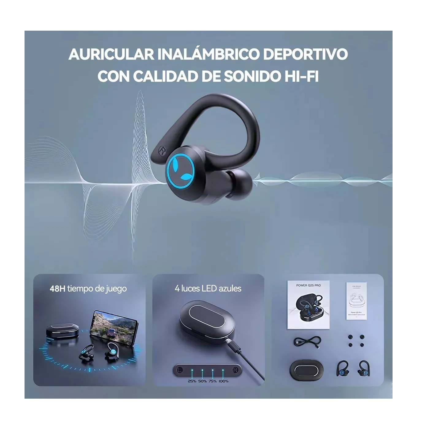 Foto 4 pulgar | Auriculares Inalámbricos Bluetooth 5.3 Deportivos Con Gancho