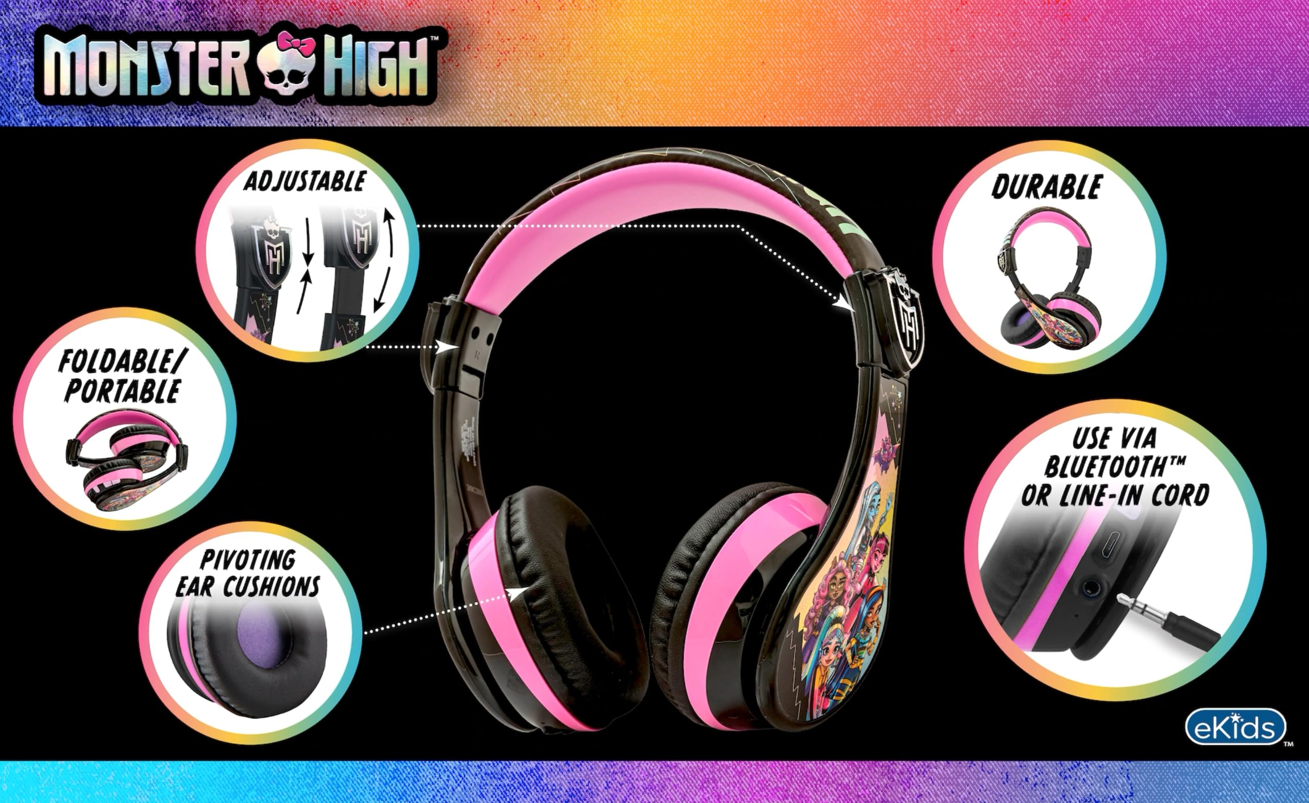 Foto 2 | Auriculares Inalámbricos Ekids Monster High Con Micrófono - Venta Internacional.