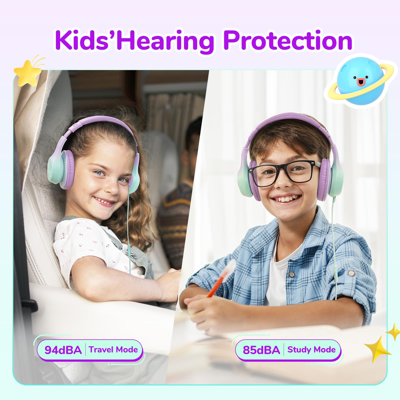 Foto 3 pulgar | Auriculares Earfun K3 Kids Over Ear Con Micrófono 85/94db Violet - Venta Internacional.