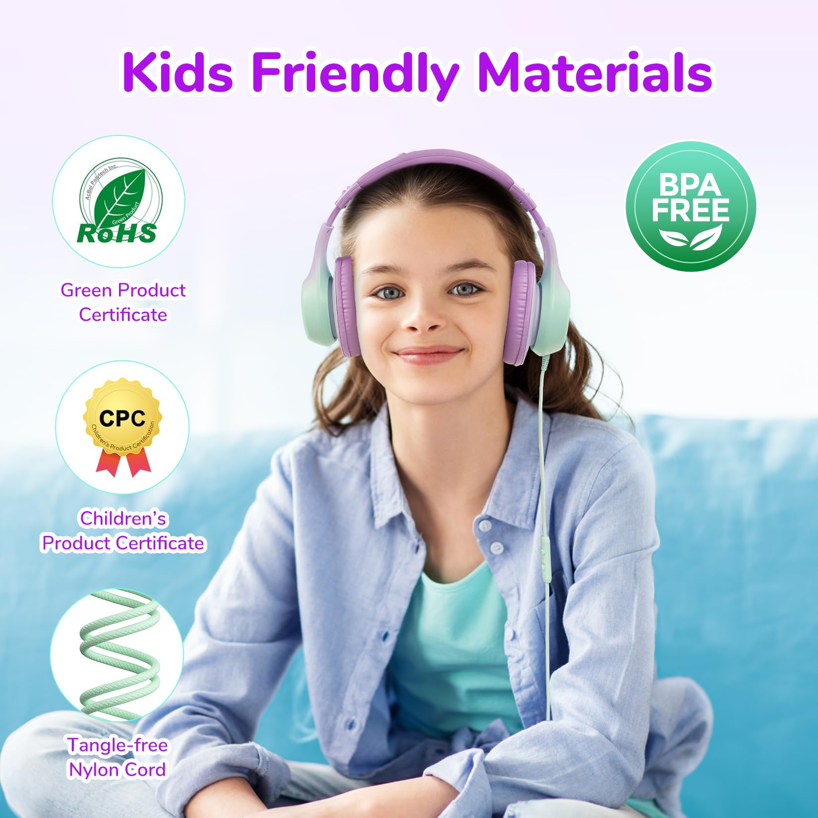 Foto 7 pulgar | Auriculares Earfun K3 Kids Over Ear Con Micrófono 85/94db Violet - Venta Internacional.