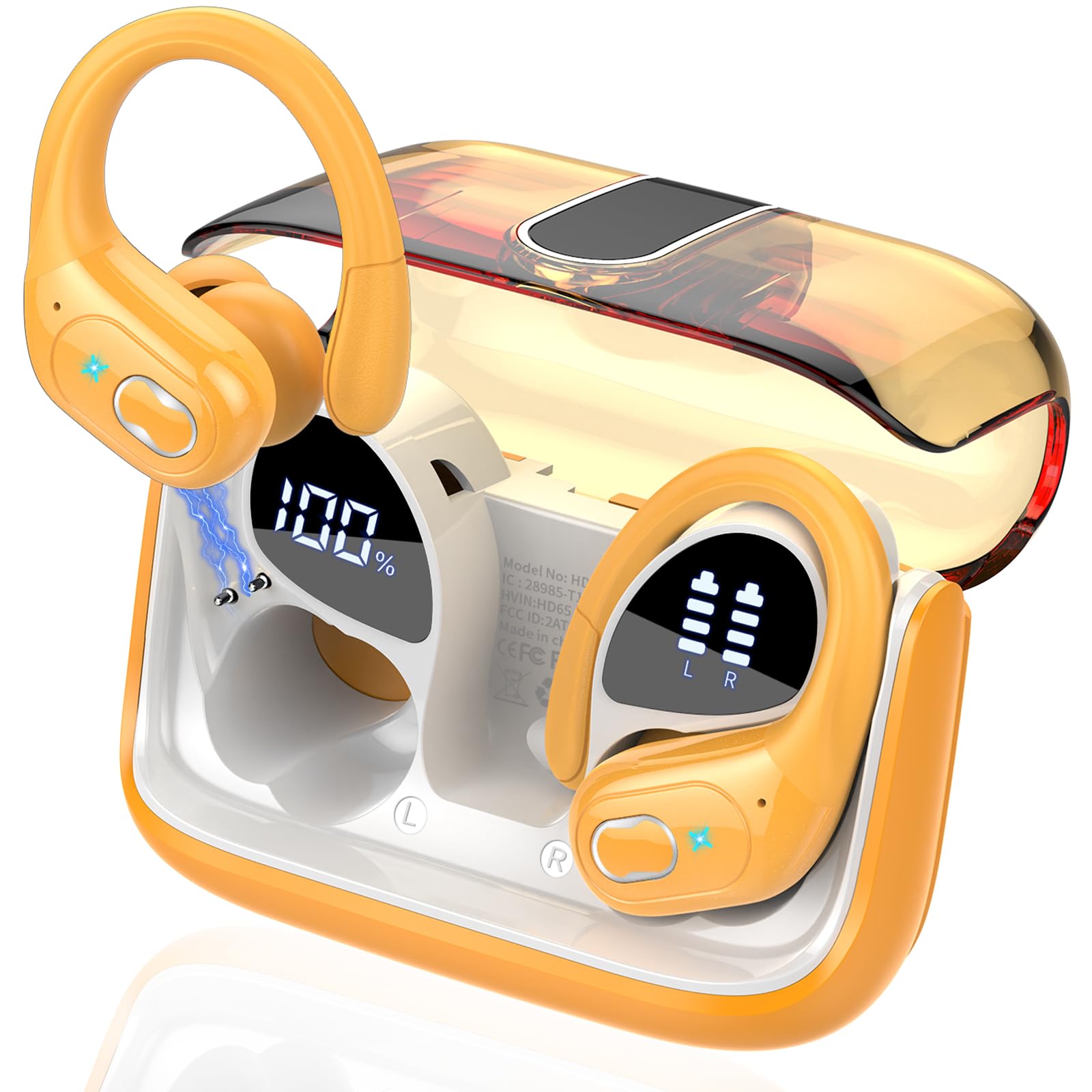 Auriculares Inalámbricos Aptkdoe 75hrs Bluetooth 5.4  Color Amarillo - Venta Internacional.