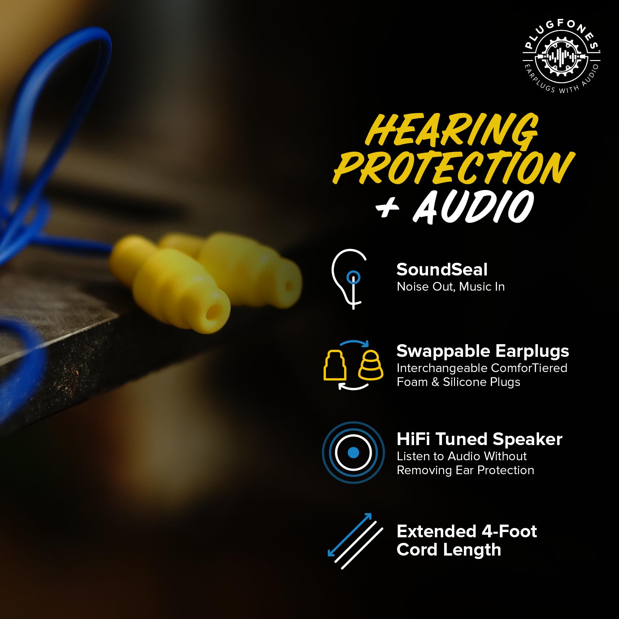 Foto 4 pulgar | Auriculares Plugfones Guardian Wired Azul Y Amarillo - Venta Internacional.