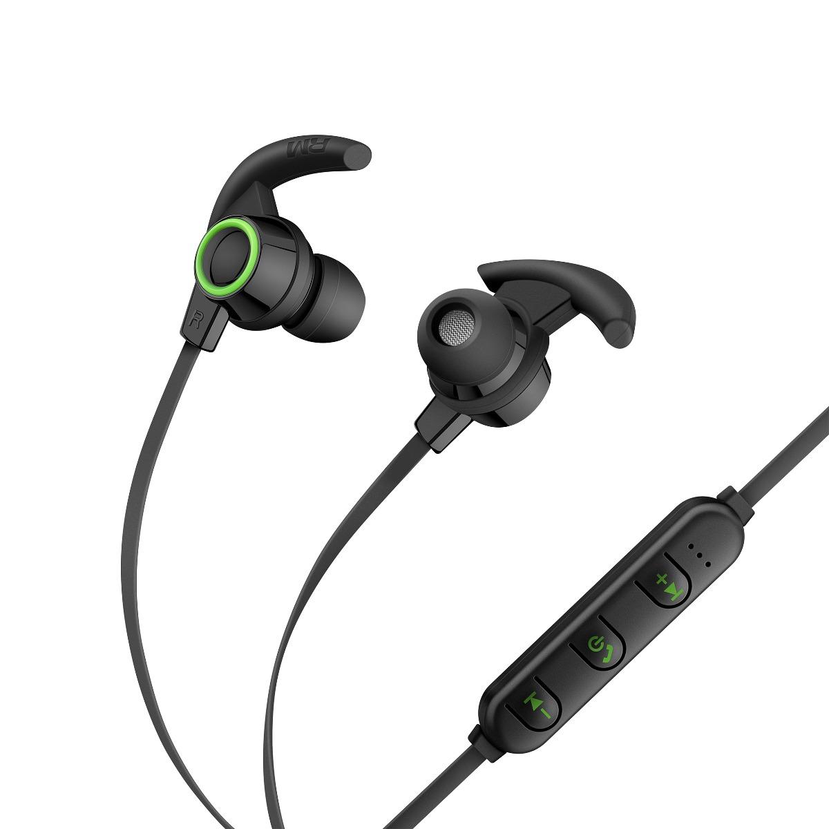 Audífonos Bluetooth Sport con Cable Plano Steren Aud-7615 color Negro