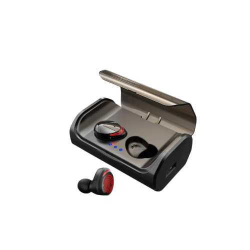 Audífonos in-ear inalámbricos Arbily T8 negro con luz rojo LED