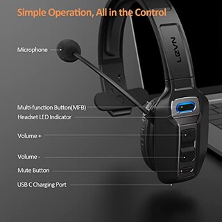 Foto 5 | Venta Internacional: Auriculares Bluetooth De Levn Con Micrófono, Auriculares Bluetooth De Camionero Con Cancel
