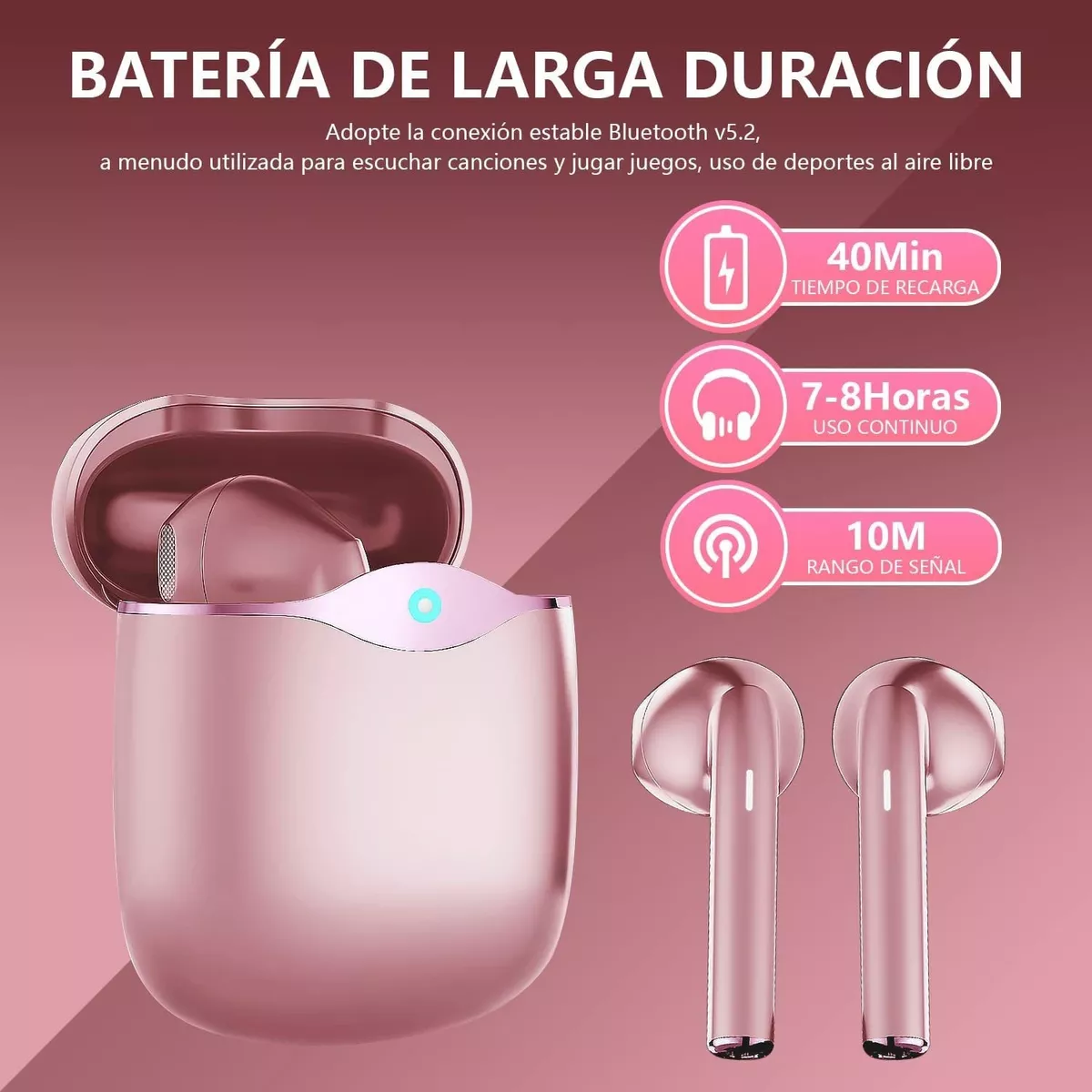 Foto 4 pulgar | Auriculares Inalámbricos Malubero Bluetooth Gamer In Ears color Rosa
