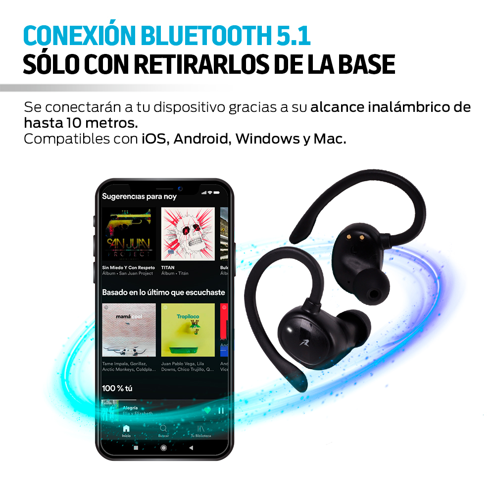 Foto 4 pulgar | Audífonos Redlemon 79445-Bl color Negro Air-Sport 2 Bluetooth 5.1 contra Agua IPX4