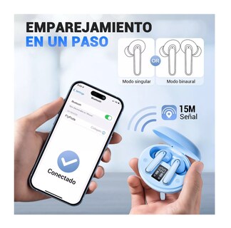Foto 3 | Audífonos In-ear Inalámbricos Portátiles Belug color Azul Cielo