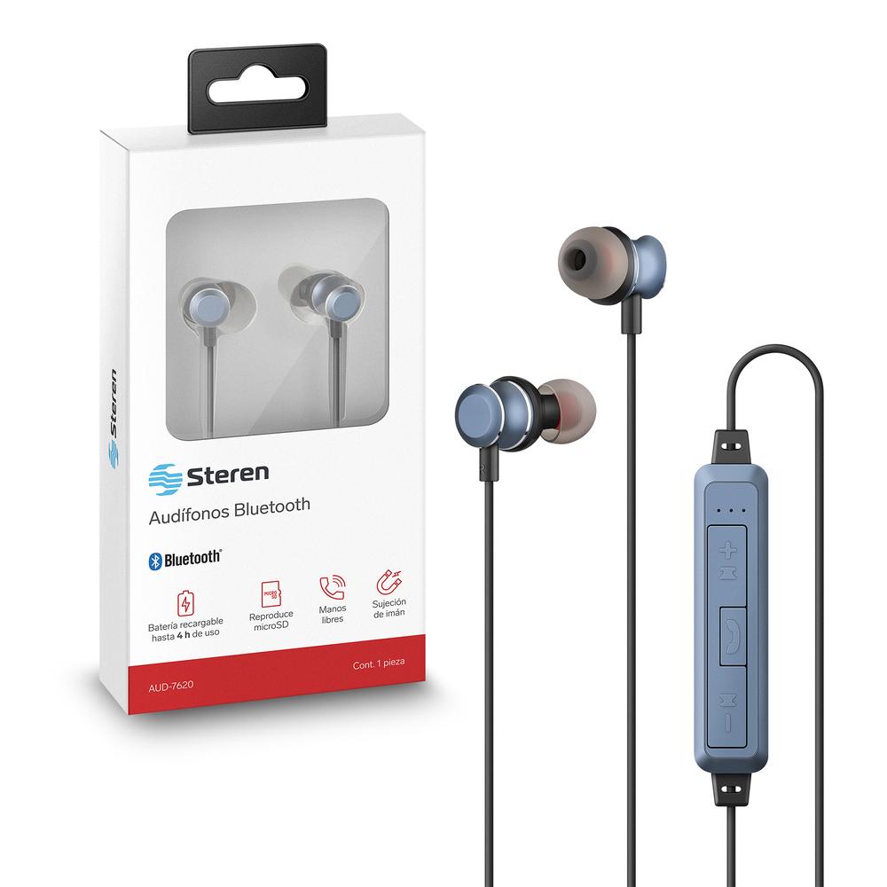 Foto 3 pulgar | Audífonos Steren AUD-7620AZ color Azul Bluetooth Reproductor Mp3 y Sujeción de Imán