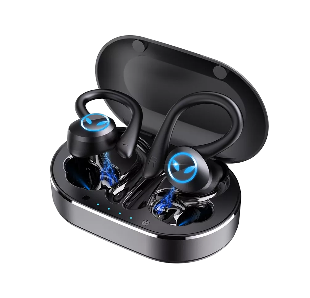 Auriculares Deportivos Inalámbricos Bluetooth 5.3 con Gancho Negro
