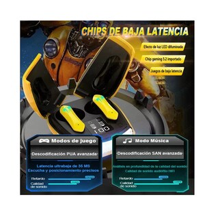 Foto 4 | Audífonos Gamer Lab.G Bluetooth 5.2 Estéreo Pantalla Digit Amarillo
