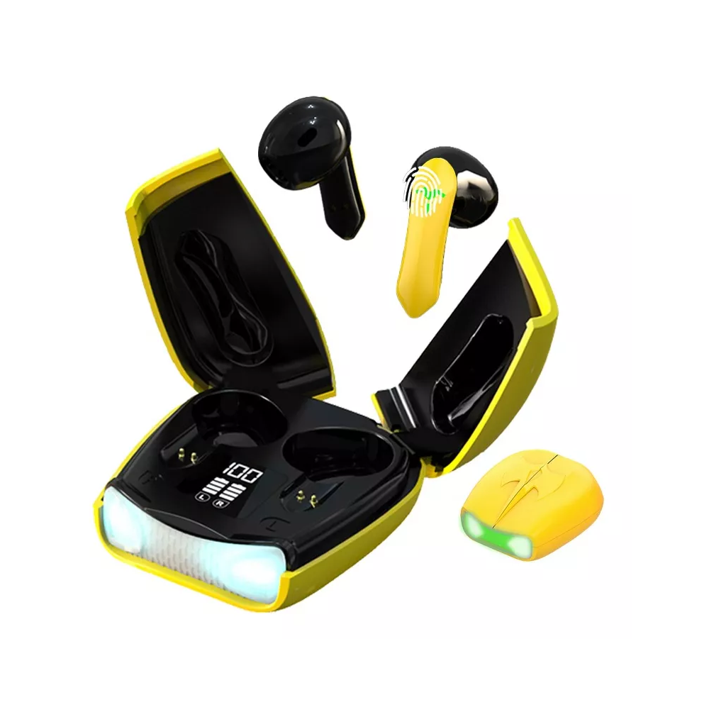 Audífonos Gamer Bluetooth 5.2 Estéreo Pantalla Digit Amarillo