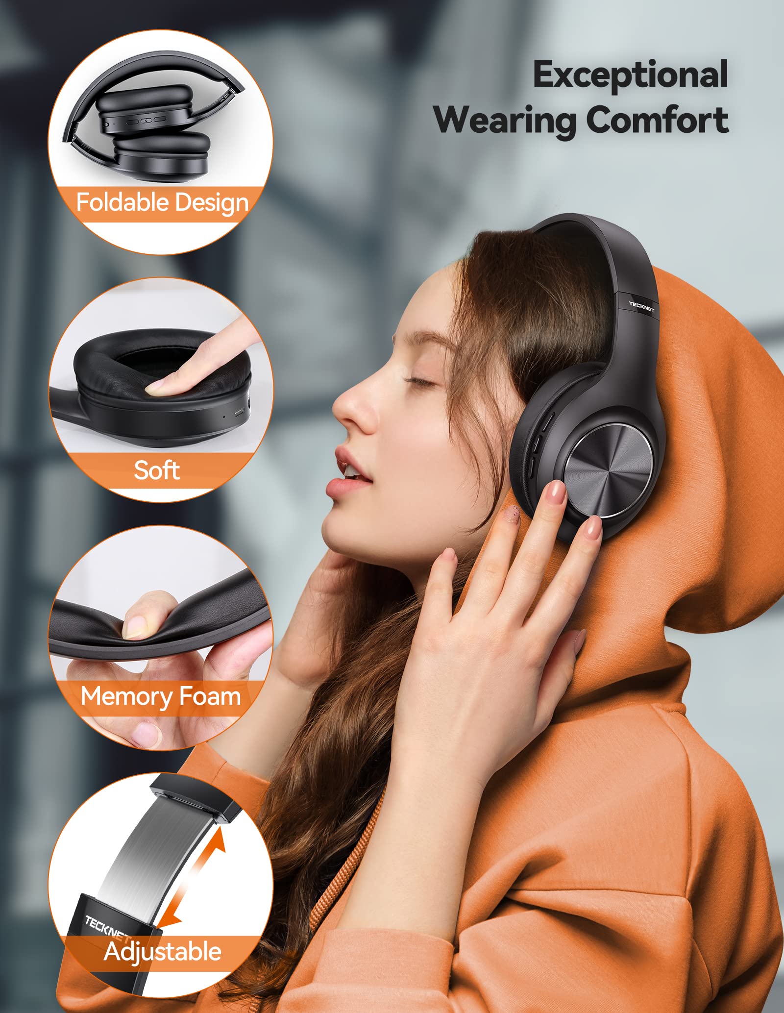 Foto 6 | Venta Internacional - Auriculares Bluetooth Tecknet Over Ear 65h Playtime Con Micrófono
