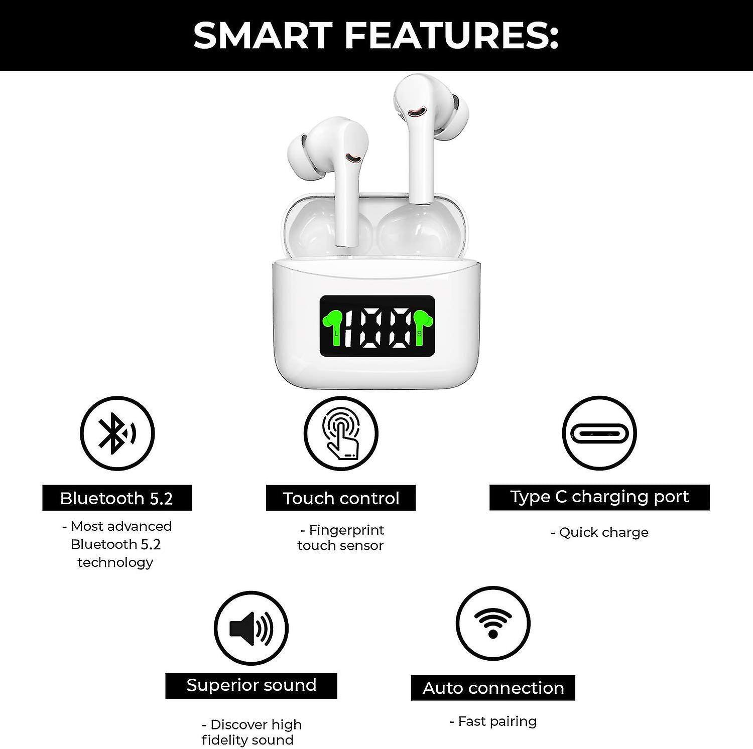 Foto 5 pulgar | Venta Internacional - Auriculares True Wireless Con Cancelación Activa De Ruido Bluetooth 5.2