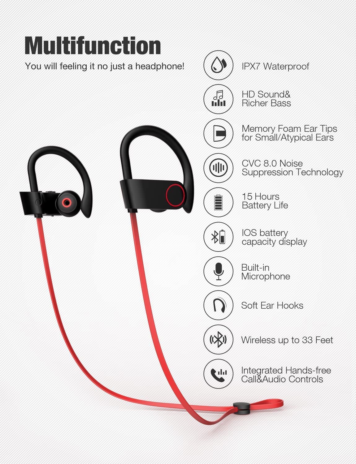 Foto 3 pulgar | Venta Internacional - Auriculares Bluetooth Otium Ipx7 A Prueba De Agua Con Batería De 15 H