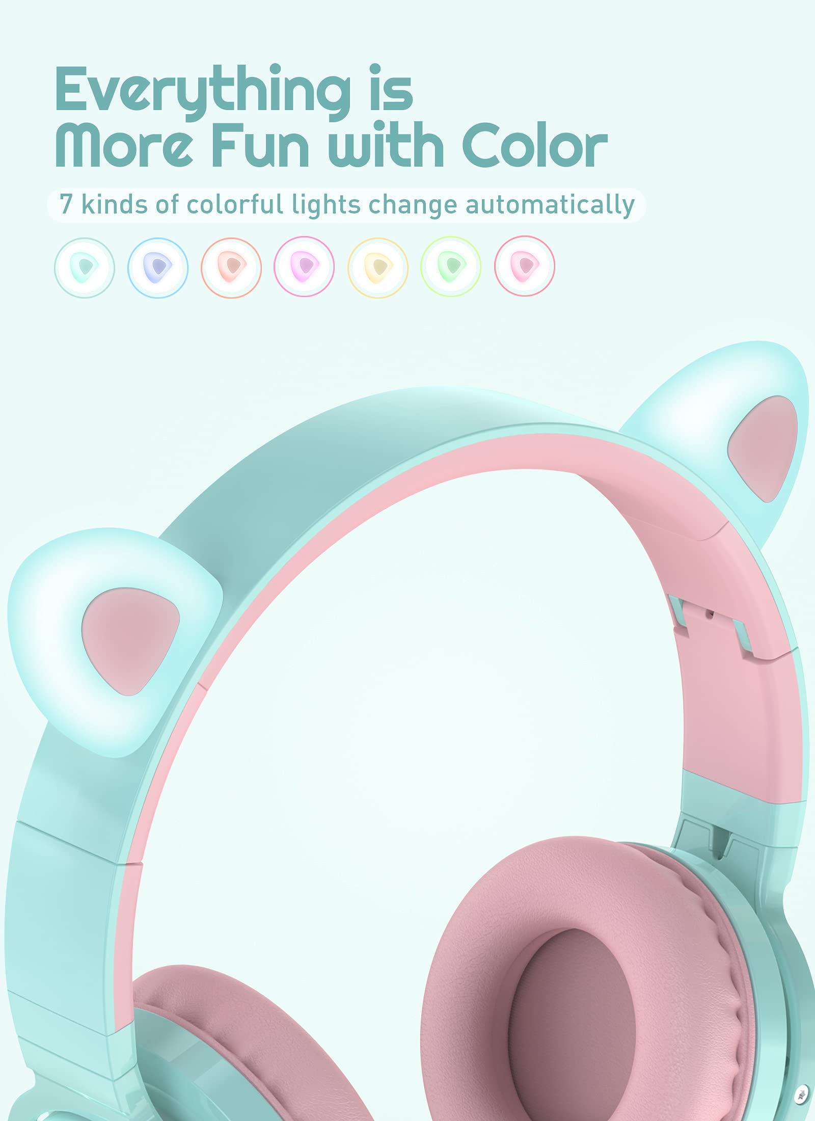 Foto 3 pulgar | Venta Internacional - Auriculares Bluetooth Para Niños Picun Cat Ears Inalámbricos 85db Púrpura