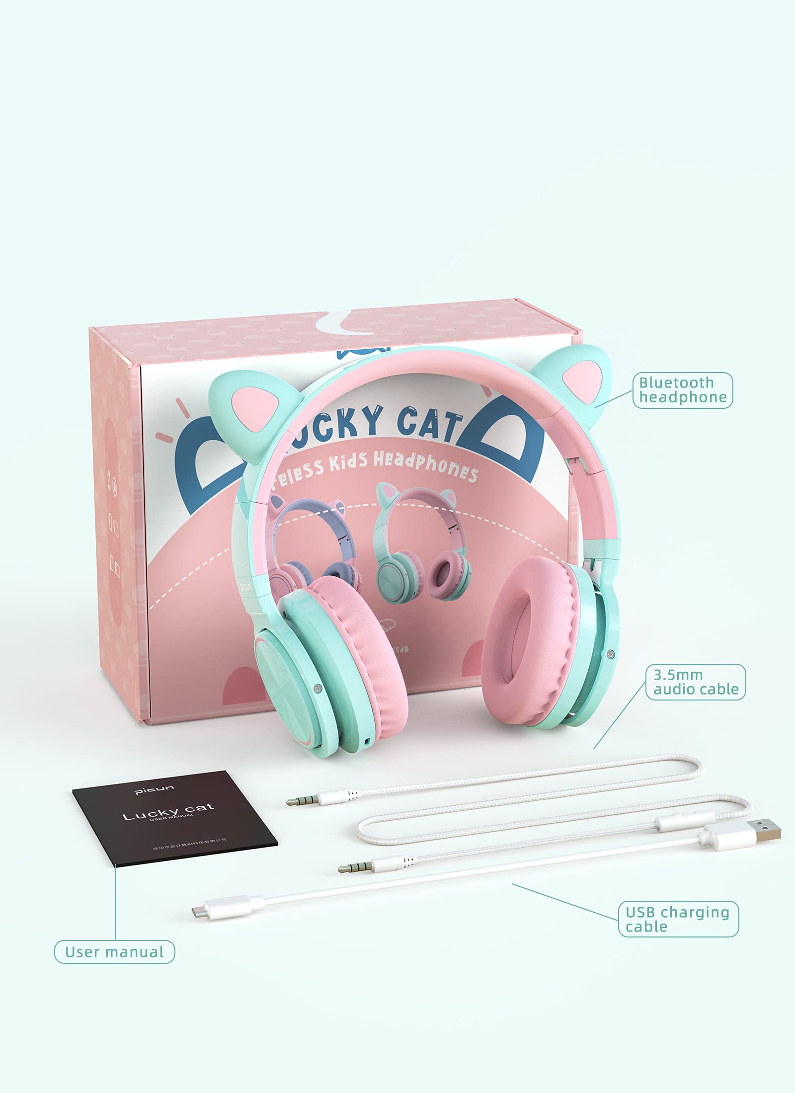 Foto 8 pulgar | Venta Internacional - Auriculares Bluetooth Para Niños Picun Cat Ears Inalámbricos 85db Púrpura