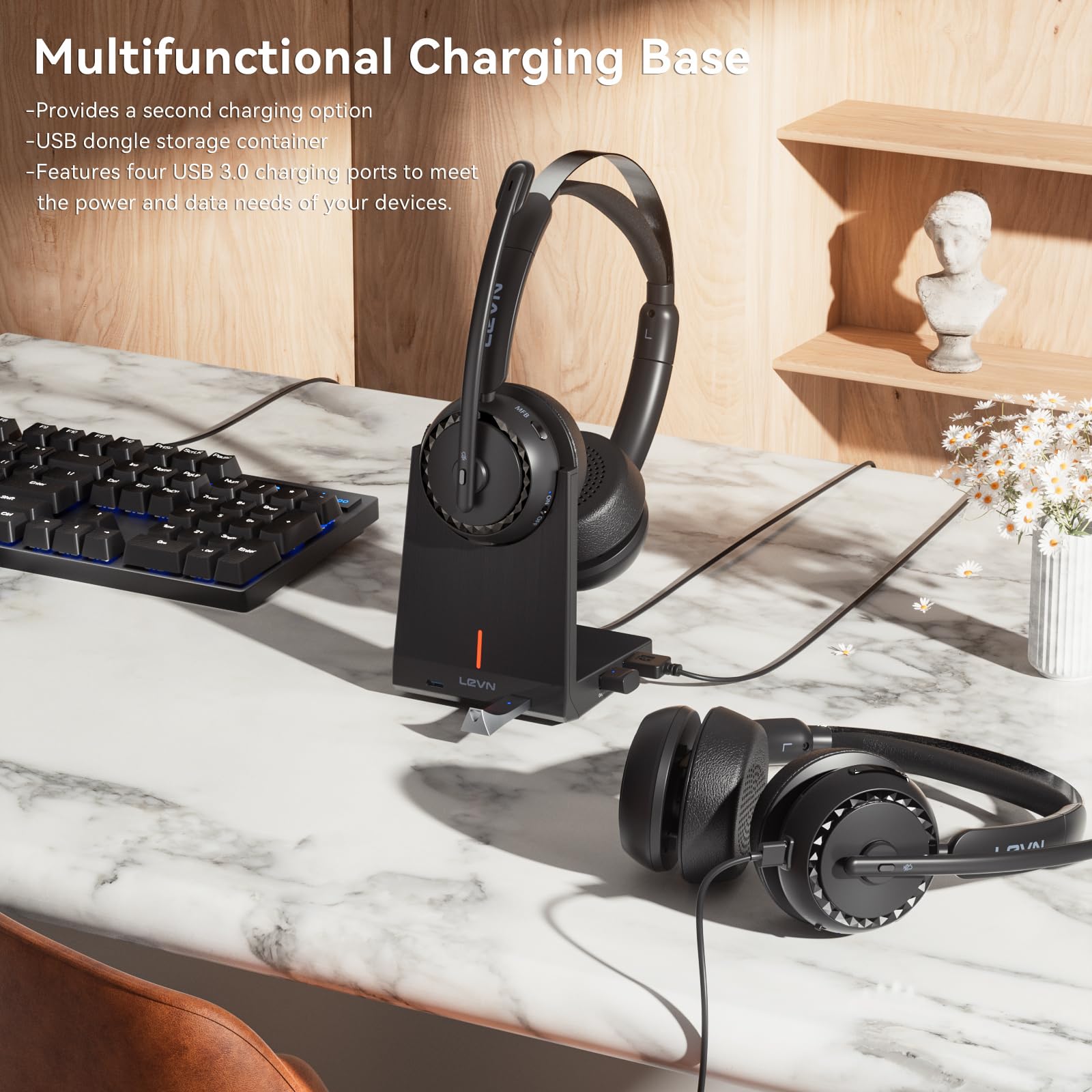 Foto 4 pulgar | Venta Internacional - Auriculares Inalámbricos Levn Bluetooth 5.2 Con Micrófono, Batería De 65 H