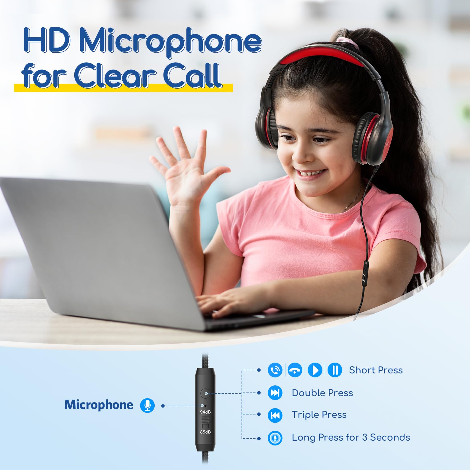 Foto 3 pulgar | Auriculares Earfun K1 Kids con Cable y Micrófono 85/94 db Negros - Venta Internacional